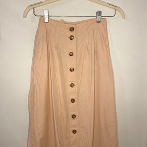 Madewell Patio Button-Front Midi Skirt